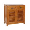 API - Bahut marron 2 portes persiennes 2 tiroirs bois Teck
