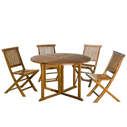 MAEVA - Oiled Teak Garden Furniture Set for 4/5 People