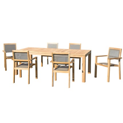 Salon de jardin en bois teck KIM - 6/8 pers.