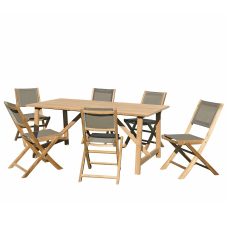 Teak Wood Garden Furniture Set - KIM - 6/8 pers