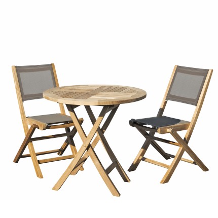 FUN Teak Wood Garden Furniture Set for 2 People - Premium Solid Teak