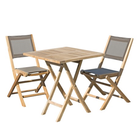 Salon de jardin en bois teck 2 pers - FUN
