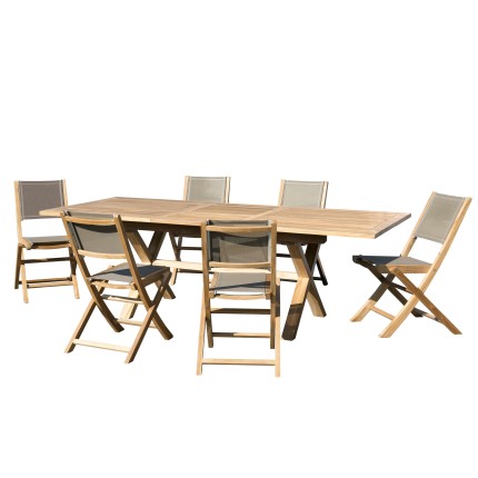 Teak Wood Garden Furniture Set | Extendable Table | Rot-Resistant