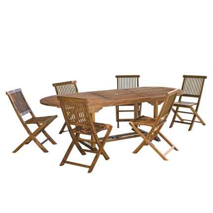 Salon de jardin en bois teck huilé - 8/10 personnes