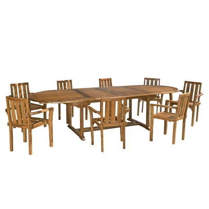 MAEVA - 10/12 Seater Teak Wood Garden Set