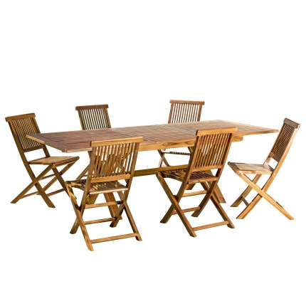 MAEVA Oiled Teak Garden Furniture Set for 8/10 People - Rot-Resistant Teak Wood