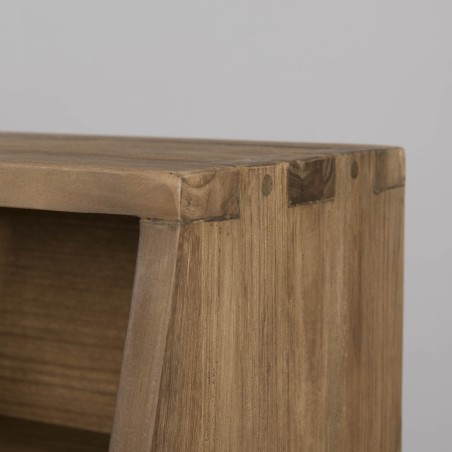 SIXTINE Desk with 2 Drawers and Shelves - Recycled Teak Black Metal