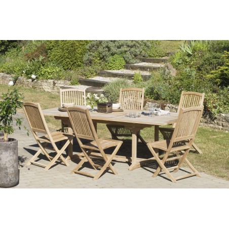 Table de jardin en bois Teck extensible 8/10 personnes