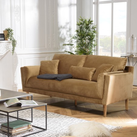 NELSON PARIS 3-Seater Sofa in Camel Fabric