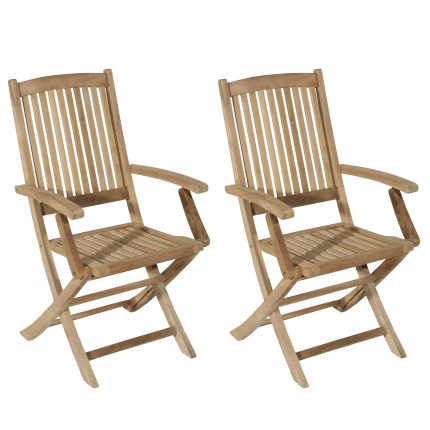 Ensemble de 2 fauteuils de jardin en bois Teck
