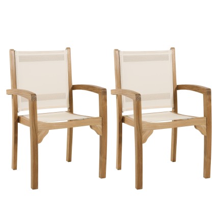 Ensemble de 2 fauteuils de jardin en bois teck