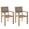 Ensemble 2 fauteuils jardin bois teck taupe