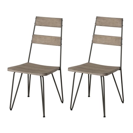 Ensemble 2 chaises jardin EMILE bois teck teinté grisé