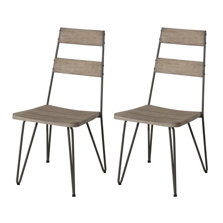 EMILE - Set of 2 Scandinavian Garden Chairs | Grey-Stained Teak Wood
