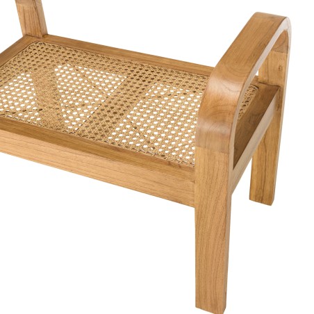 Tabouret LORINE en bois de Mindi et rotin naturel