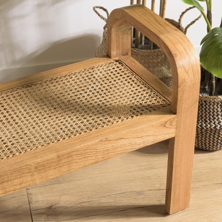 LAUREN Two-Seater Bench in Mindi Wood and Rattan