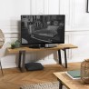 CARLA TV Stand - Wooden Chevron Top and Black Metal Legs