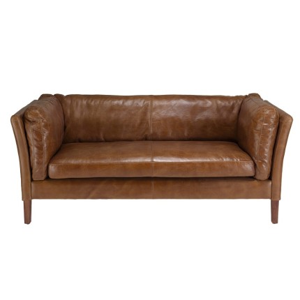 Canapé marron MILANO vintage cuir 3 places OCTAVE
