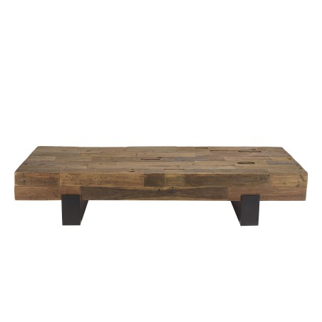 MATHIS Rectangular Brown Coffee Table | Solid Wood Beams