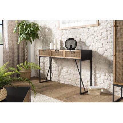 Console DORIA - Métal noir 3 tiroirs