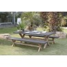 HECTOR - Concrete Fibre and Acacia Garden Furniture Set for 8 People