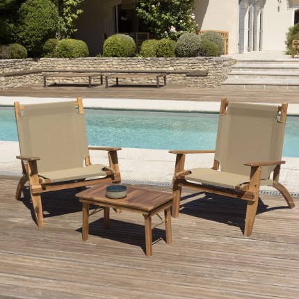 Victoire Acacia Wood Garden Furniture Set for 2 People