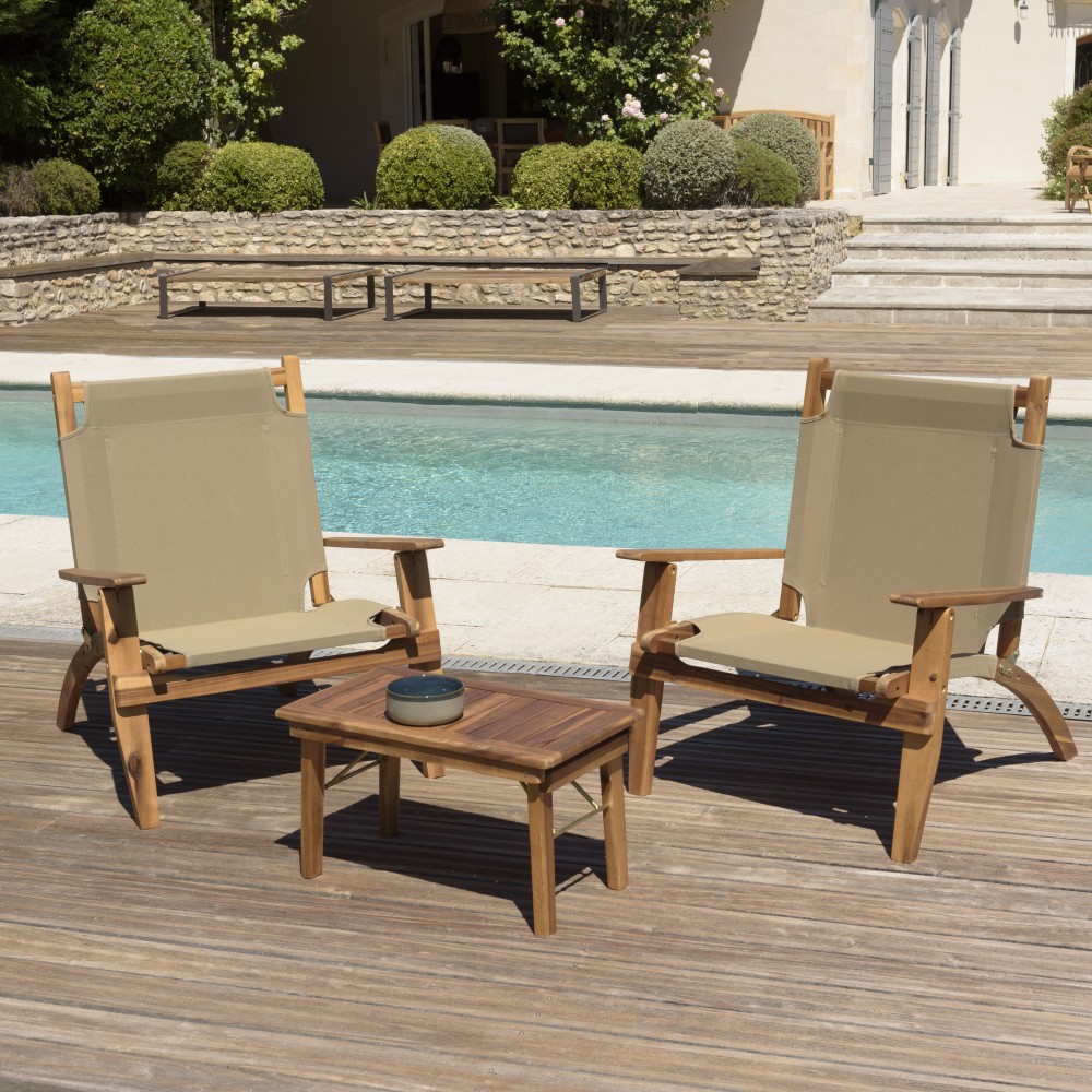 Vick Acacia Wood Garden Furniture Set for 2 People Vick Acacia Wood Garden Furniture Set for 2 People