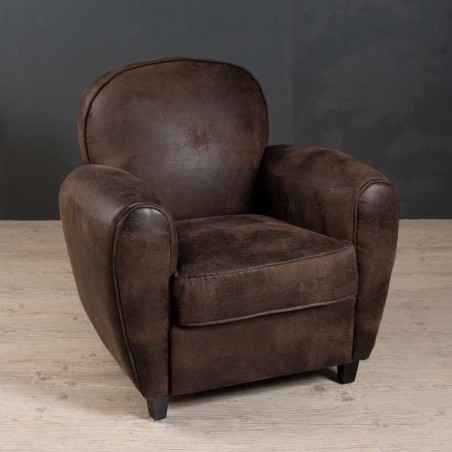 Fauteuil club KATE microfibre marron foncé