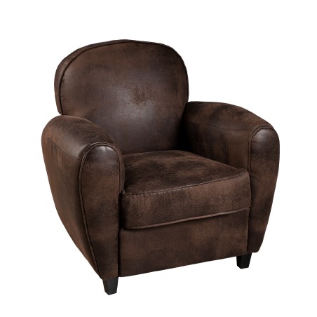 Fauteuil club KATE microfibre marron foncé