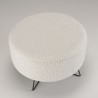 Pouf rond AGATHE en tissu bouclette blanc