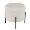 Tabouret rond AGATHE 40x40cm tissu bouclette blanc