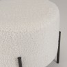 Tabouret rond AGATHE 40x40cm tissu bouclette blanc