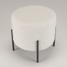 AGATHE Round Stool 40x40cm - White Bouclé Fabric