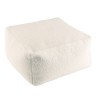 Pouf carré AGATHE en tissu bouclette blanc