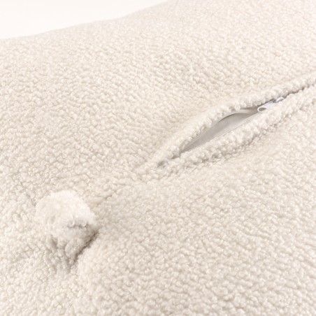 Pouf carré AGATHE en tissu bouclette blanc