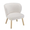AGATHE Armchair - White Bouclé Fabric with Wooden Legs