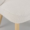 AGATHE Armchair - White Bouclé Fabric with Wooden Legs