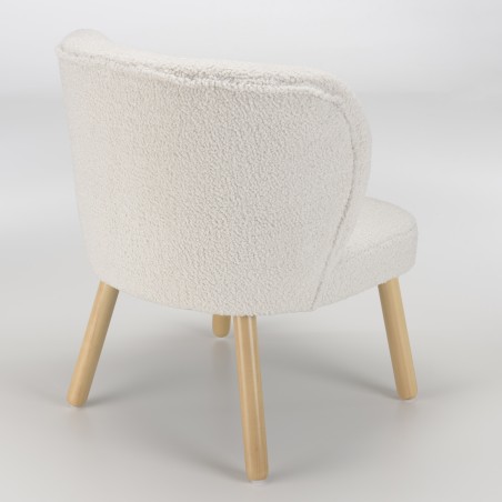 Fauteuil AGATHE en tissu bouclette blanc