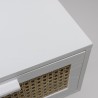 SMANDY White Bedside Table with Natural Cane Detailing