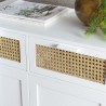 Buffet blanc SMANDY - 2 portes 2 tiroirs cannage naturel