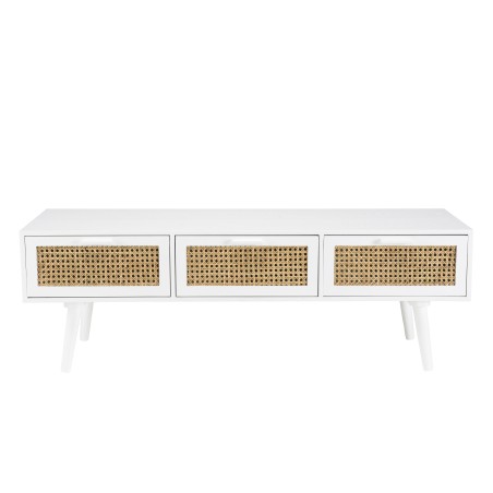SMANDY White TV Stand with 3 Drawers