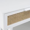 SMANDY - White Console Table with 2 Drawers and Natural Cane Detailing