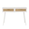 Console blanche 2 tiroirs cannage naturel - SMANDY
