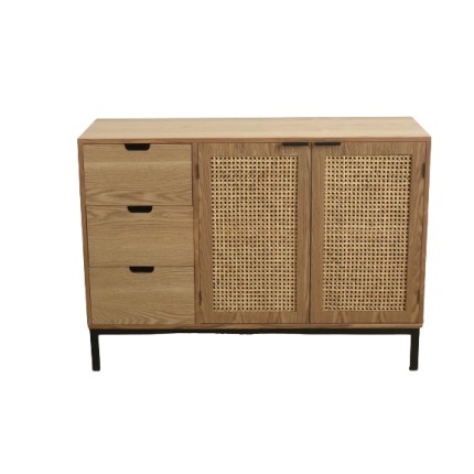 MARCEAU Sideboard with 3 Drawers and 2 Doors - Natural Cane Finish