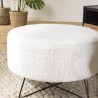 Pouf rond AGATHE en tissu bouclette blanc