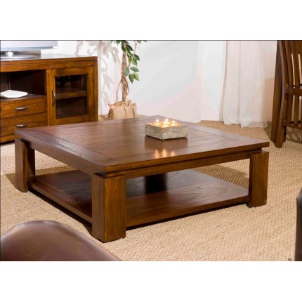 LAUREN Square Brown Coffee Table 90x90cm - Mindi Wood