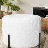 AGATHE Round Stool 40x40cm - White Bouclé Fabric
