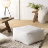 Pouf carré AGATHE en tissu bouclette blanc
