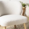 AGATHE Armchair - White Bouclé Fabric with Wooden Legs
