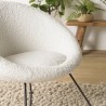 AGATHE Armchair - White Bouclé Fabric with Black Metal Cross Legs